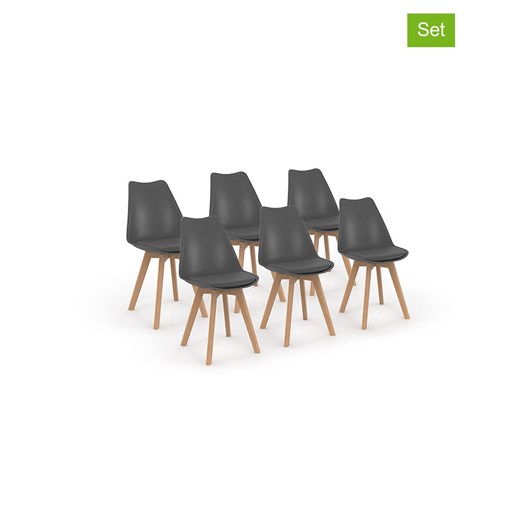 IDOMYA Factory Krzesła (6 szt.) &quot;Nordia&quot; w kolorze szarym do jadalni - 46 x 79,5 x 51 cm ze sklepu Limango Polska w kategorii Meble - zdjęcie 187704723