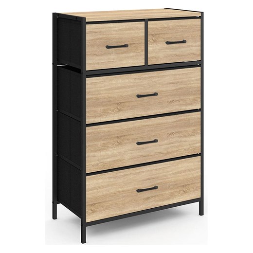 IDOMYA Essentials Komoda &quot;Iris&quot; w kolorze jasnobrązowo-czarnym - 60 x 90 x 30 cm ze sklepu Limango Polska w kategorii Meble - zdjęcie 187704981