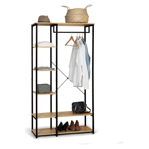 IDOMYA Essentials Garderoba &quot;Memphis&quot; w kolorze jasnobrązowo-czarnym - 90 x 167 x 40 cm ze sklepu Limango Polska w kategorii Szafy - zdjęcie 187705060