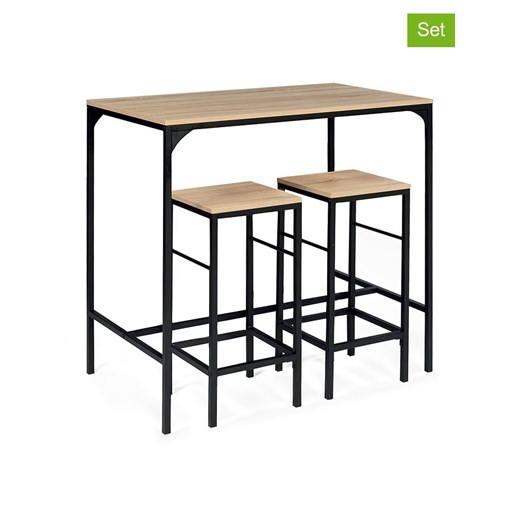 IDOMYA Factory 3-częściowy zestaw &quot;Memphis&quot; w kolorze jasnobrązowo-czarnym do jadalni ze sklepu Limango Polska w kategorii Stoliki kawowe - zdjęcie 187706073