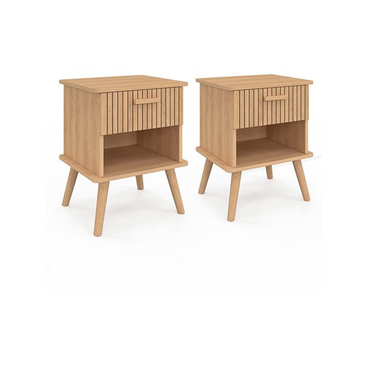 IDOMYA Factory Stoliki nocne (2 szt.) &quot;Albane&quot; w kolorze jasnobrązowym - 40 x 50 x 34 cm ze sklepu Limango Polska w kategorii Szafy - zdjęcie 187706124