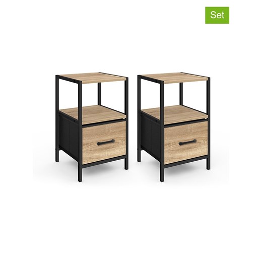 IDOMYA Essentials Stoliki nocne (2 szt.) &quot;Iris&quot; w kolorze jasnobrązowo-czarnym - 30 x 50 x 30 cm ze sklepu Limango Polska w kategorii Szafy - zdjęcie 187706152