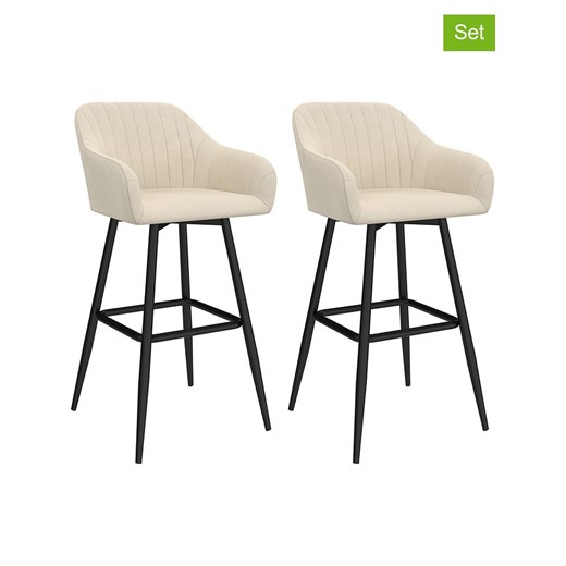 IDOMYA Factory Hockery barowe (2 szt.) &quot;Ariana&quot; w kolorze kremowo-czarnym - 46 x 93 x 47 cm ze sklepu Limango Polska w kategorii Meble - zdjęcie 187706203