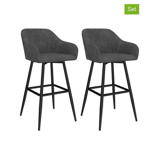 IDOMYA Factory Hockery barowe (2 szt.) &quot;Ariana&quot; w kolorze antracytowo-czarnym - 46 x 93 x 47 cm ze sklepu Limango Polska w kategorii Meble - zdjęcie 187706212