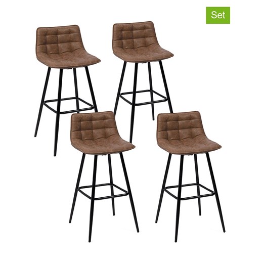 IDOMYA Factory Hockery barowe (4 szt.) w kolorze brązowo-czarnym - 45 x 88 x 39 cm ze sklepu Limango Polska w kategorii Meble - zdjęcie 187706244