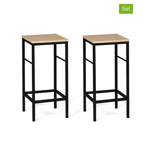 IDOMYA Factory Hockery barowe (2 szt.) &quot;Memphis&quot; w kolorze czarno-beżowym - 32 x 67 x 32 cm ze sklepu Limango Polska w kategorii Meble - zdjęcie 187706251