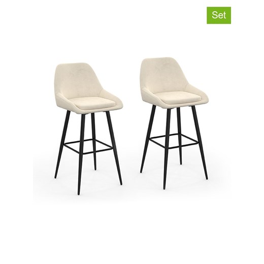 IDOMYA Factory Hockery barowe (2 szt.) &quot;Olivia&quot; w kolorze kremowo-czarnym - 46 x 92 x 44 cm ze sklepu Limango Polska w kategorii Meble - zdjęcie 187706264