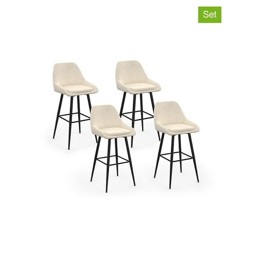 IDOMYA Factory Hockery barowe (4 szt.) &quot;Olivia&quot; w kolorze kremowo-czarnym - 44 x 92 x 46 cm ze sklepu Limango Polska w kategorii Meble - zdjęcie 187706273