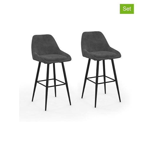 IDOMYA Factory Hockery barowe (2 szt.) &quot;Olivia&quot; w kolorze antracytowo-czarnym - 46 x 92 x 44 cm ze sklepu Limango Polska w kategorii Meble - zdjęcie 187706282