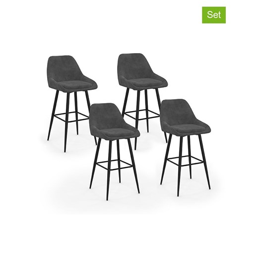 IDOMYA Factory Hockery barowe (4 szt.) &quot;Olivia&quot; w kolorze szaro-czarnym - 44 x 92 x 46 cm ze sklepu Limango Polska w kategorii Meble - zdjęcie 187706291