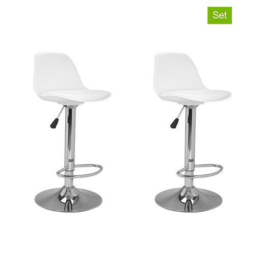 IDOMYA Factory Hockery barowe (2 szt.) &quot;Karl&quot; w kolorze srebrno-białym - 42 x 104 x 39 cm ze sklepu Limango Polska w kategorii Meble - zdjęcie 187706324