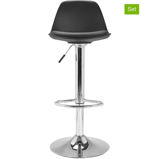 IDOMYA Factory Hockery barowe (2 szt.) &quot;Karl&quot; w kolorze srebrno-czarnym - 42 x 104 x 39 cm ze sklepu Limango Polska w kategorii Meble - zdjęcie 187706334