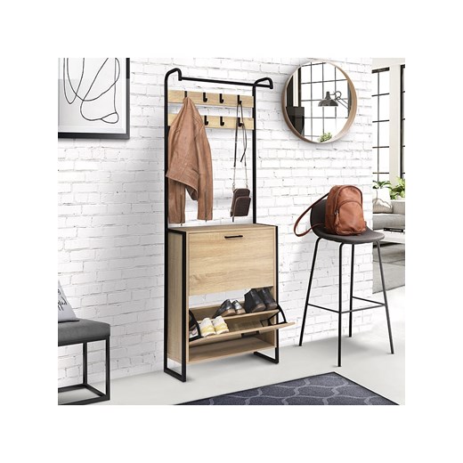 IDOMYA Essentials Garderoba &quot;Alan&quot; w kolorze jasnobrązowo-czarnym - 63,5 x 180 x 23,5 cm ze sklepu Limango Polska w kategorii Szafy - zdjęcie 187706420