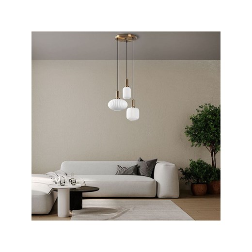 ABERTO DESIGN Lampa wisząca w kolorze złoto-białym - 55 x 130 cm ze sklepu Limango Polska w kategorii Oświetlenie - zdjęcie 187708424