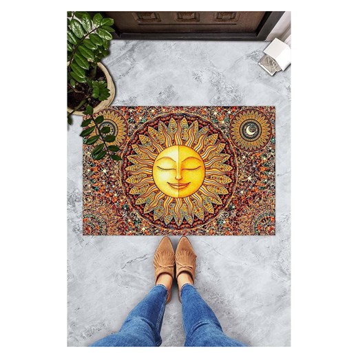 ABERTO DESIGN Wycieraczka &quot;Happy Sun&quot; w kolorze żółtym ze wzorem ze sklepu Limango Polska w kategorii Dom - zdjęcie 187709201