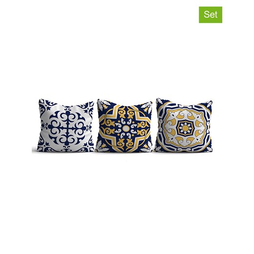 ABERTO DESIGN Poszewki (3 szt.) w kolorze niebiesko-żółto-białym na poduszki ze sklepu Limango Polska w kategorii Poduszki dekoracyjne - zdjęcie 187709241