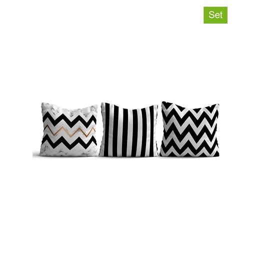ABERTO DESIGN Poszewki (3 szt.) w kolorze czarno-białym na poduszki ze sklepu Limango Polska w kategorii Poduszki dekoracyjne - zdjęcie 187709244