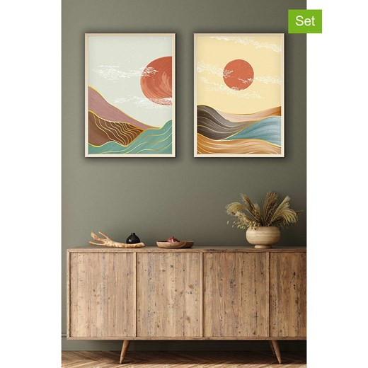 ABERTO DESIGN Druki artystyczne (2 szt.) w ramce ze sklepu Limango Polska w kategorii Obrazy - zdjęcie 187709272