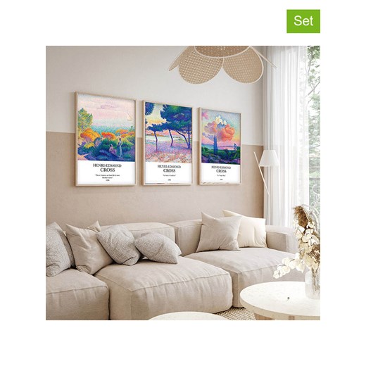 ABERTO DESIGN Druki artystyczne (3 szt.) w drewnianej ramce ze sklepu Limango Polska w kategorii Obrazy - zdjęcie 187709331