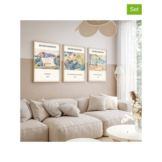 ABERTO DESIGN Druki artystyczne (3 szt.) w drewnianej ramce ze sklepu Limango Polska w kategorii Obrazy - zdjęcie 187709333