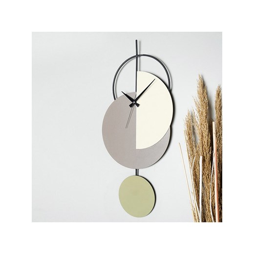 ABERTO DESIGN Zegar ścienny &quot;Madeco&quot; w kolorze zielono-kremowo-jasnoszarym - 30,5 x 68 cm ze sklepu Limango Polska w kategorii Zegary - zdjęcie 187709641