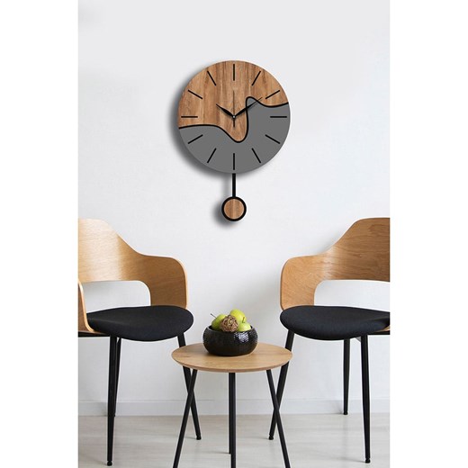 ABERTO DESIGN Zegar ścienny w kolorze jasnobrązowo-szarym - Ø 39 cm ze sklepu Limango Polska w kategorii Zegary - zdjęcie 187710292