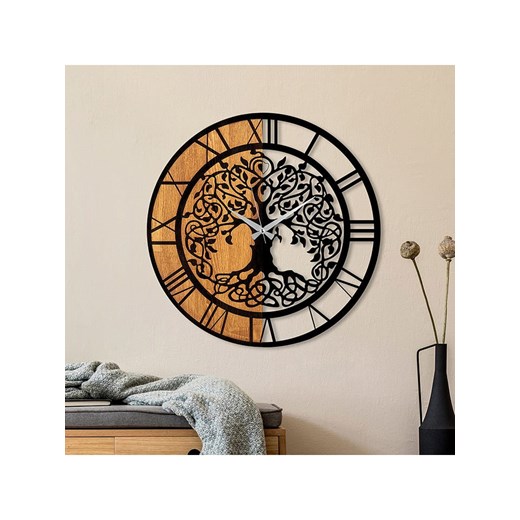 ABERTO DESIGN Zegar ścienny &quot;Clock - 64&quot; w kolorze jasnobrązowo-czarnym - Ø 56 cm ze sklepu Limango Polska w kategorii Zegary - zdjęcie 187710372