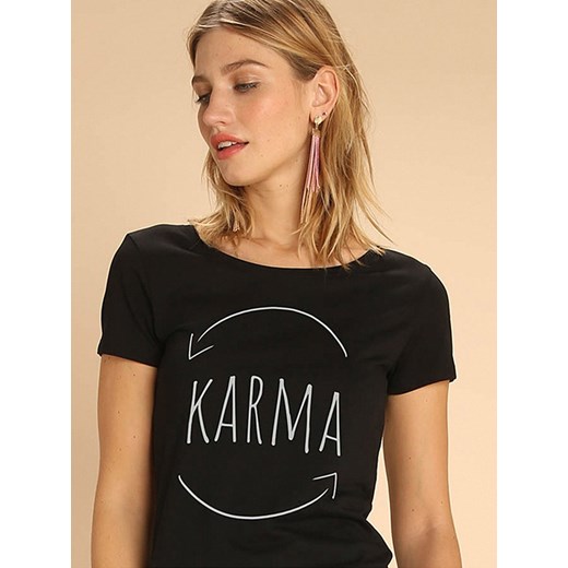 WOOOP Koszulka &quot;Karma&quot; w kolorze czarnym ze sklepu Limango Polska w kategorii Bluzki damskie - zdjęcie 187710733