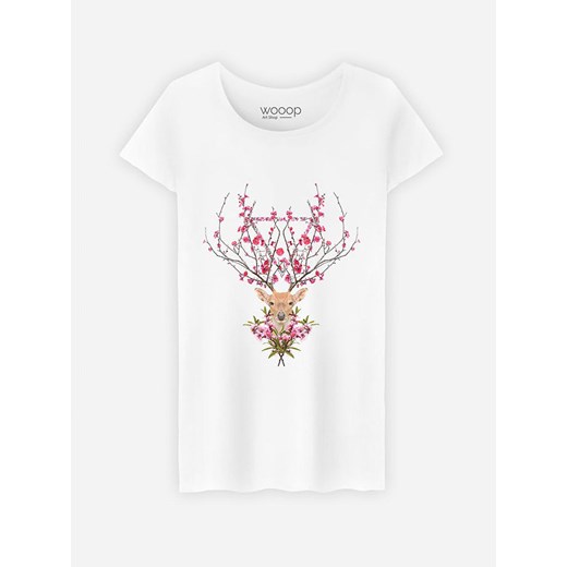 WOOOP Koszulka &quot;Spring Deer&quot; w kolorze białym ze sklepu Limango Polska w kategorii Bluzki damskie - zdjęcie 187710752