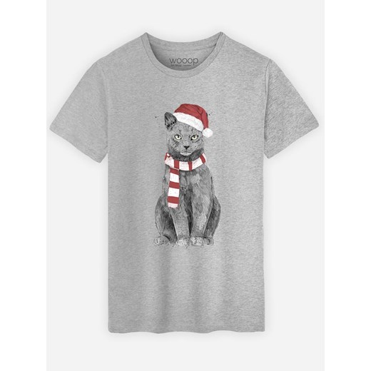 WOOOP Koszulka &quot;Xmas Cat&quot; w kolorze szarym ze sklepu Limango Polska w kategorii T-shirty męskie - zdjęcie 187710792