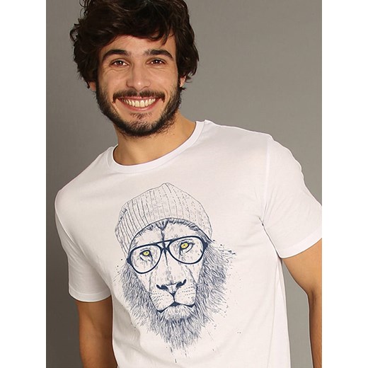 WOOOP Koszulka &quot;Cool Lion&quot; w kolorze białym ze sklepu Limango Polska w kategorii T-shirty męskie - zdjęcie 187710823