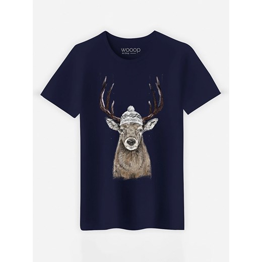 WOOOP Koszulka &quot;Let&apos;s Go Outside&quot; w kolorze granatowym ze sklepu Limango Polska w kategorii T-shirty męskie - zdjęcie 187710824