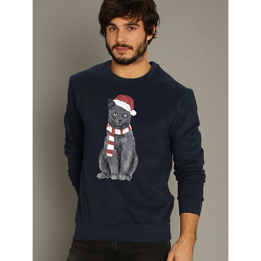 WOOOP Bluza &quot;Xmas Cat&quot; w kolorze granatowym ze sklepu Limango Polska w kategorii Bluzy damskie - zdjęcie 187710840