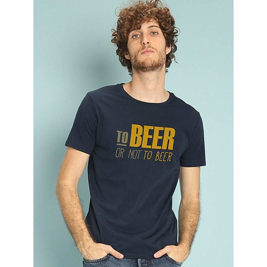 WOOOP Koszulka &quot;To Beer or not to Beer&quot; w kolorze granatowym ze sklepu Limango Polska w kategorii T-shirty męskie - zdjęcie 187710871