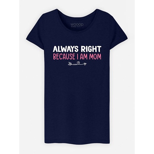 WOOOP Koszulka &quot;Always Right Mom&quot; w kolorze granatowym ze sklepu Limango Polska w kategorii Bluzki damskie - zdjęcie 187710882