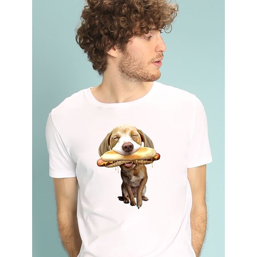 WOOOP Koszulka &quot;Hot Dog&quot; w kolorze białym ze sklepu Limango Polska w kategorii T-shirty męskie - zdjęcie 187710944