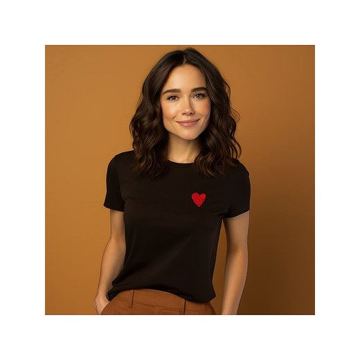 WOOOP Koszulka &quot;Little Heart&quot; w kolorze czarnym ze sklepu Limango Polska w kategorii Bluzki damskie - zdjęcie 187710951
