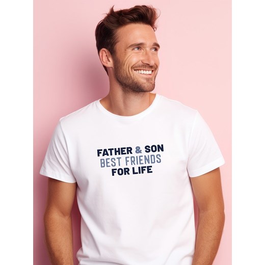 WOOOP Koszulka &quot;Father and son best friends for life&quot; w kolorze białym ze sklepu Limango Polska w kategorii T-shirty męskie - zdjęcie 187711010