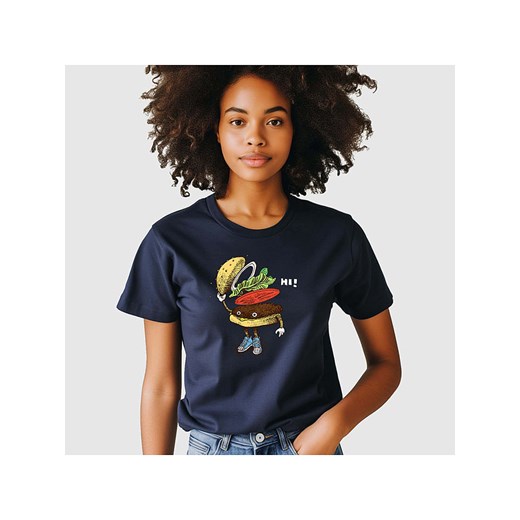 WOOOP Koszulka &quot;Burger greeting&quot; w kolorze granatowym ze sklepu Limango Polska w kategorii Bluzki damskie - zdjęcie 187711031