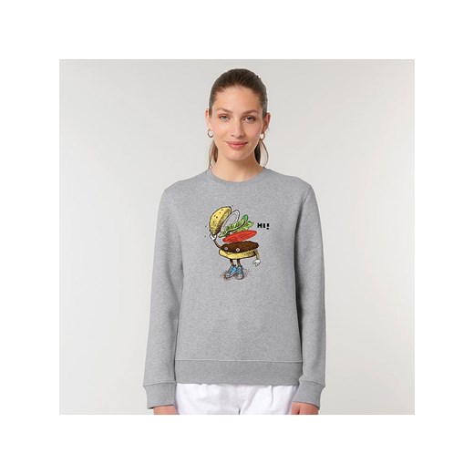 WOOOP Bluza &quot;Burger greeting&quot; w kolorze szarym ze sklepu Limango Polska w kategorii Bluzy damskie - zdjęcie 187711032