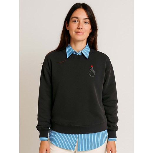 WOOOP Bluza &quot;K Love Cur&quot; w kolorze czarnym ze sklepu Limango Polska w kategorii Bluzy damskie - zdjęcie 187711052