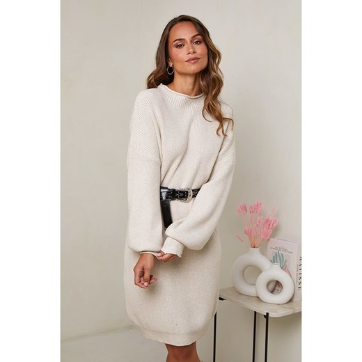 Soft Cashmere Sukienka dzianinowa w kolorze beżowym ze sklepu Limango Polska w kategorii Sukienki - zdjęcie 187711632