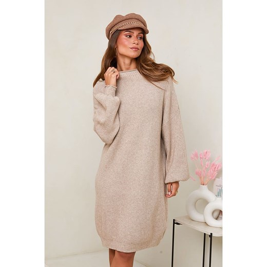 Soft Cashmere Sukienka dzianinowa w kolorze beżowym ze sklepu Limango Polska w kategorii Sukienki - zdjęcie 187711642
