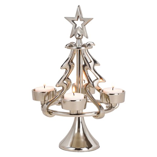 G. Wurm Kompozycja adwentowa &quot;Christmas Tree&quot; w kolorze srebrnym - wys. 28 x Ø 18 cm ze sklepu Limango Polska w kategorii Świeczniki - zdjęcie 187712881