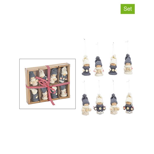 G. Wurm Zawieszki dekoracyjne (8 szt.) w kolorze biało-szarym - 4 x 7 x 3 cm ze sklepu Limango Polska w kategorii Dekoracje bożonarodzeniowe - zdjęcie 187712921