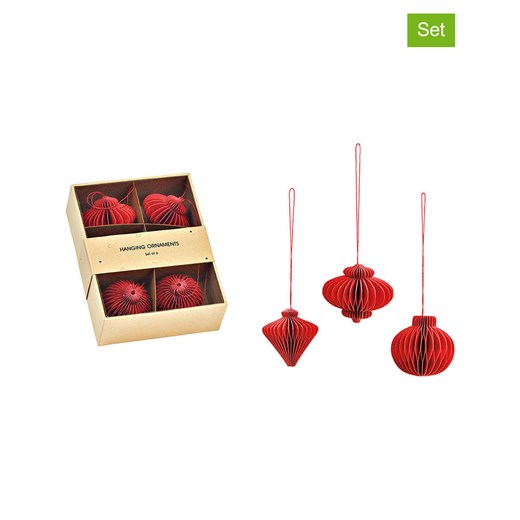 G. Wurm Zawieszki dekoracyjne (6 szt.) w kolorze czerwonym - Ø 4 cm ze sklepu Limango Polska w kategorii Dekoracje bożonarodzeniowe - zdjęcie 187712944