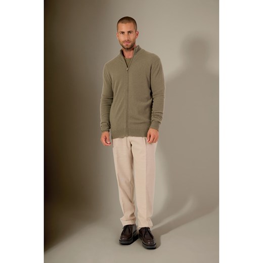 Perfect Cashmere Kaszmirowy kardigan w kolorze khaki ze sklepu Limango Polska w kategorii Swetry męskie - zdjęcie 187718524