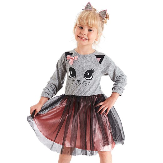 Denokids Sukienka &quot;Kitty&quot; w kolorze szaro-jasnoróżowym ze sklepu Limango Polska w kategorii Sukienki dziewczęce - zdjęcie 187720981