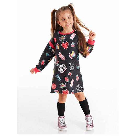 Denokids Sukienka &quot;Good Vibes&quot; w kolorze czarnym ze wzorem ze sklepu Limango Polska w kategorii Sukienki dziewczęce - zdjęcie 187722311