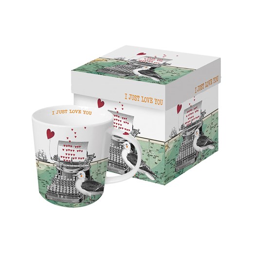 ppd Kubek jumbo &quot;Just Love You&quot; w kolorze białym ze wzorem - 350 ml ze sklepu Limango Polska w kategorii Naczynia - zdjęcie 187723930